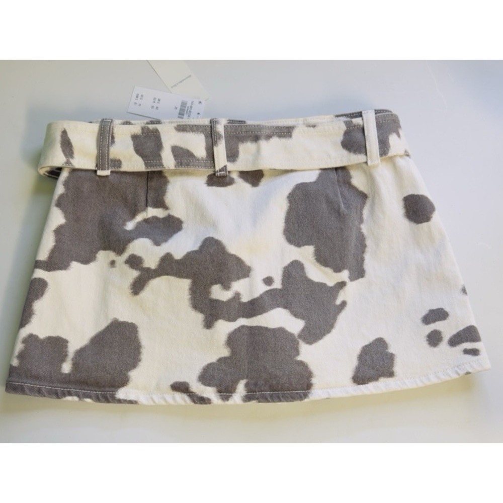 Abercrombie Fitch Cow Print Mid Rise Skort 25 NWT Denim Brown Cream HTF - Picture 5 of 9
